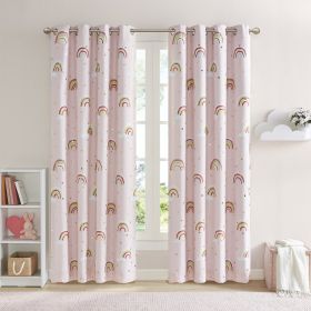 Rainbow with Metallic Printed Total Blackout Curtain Panel(Only 1 Pc Panel) - as Pic