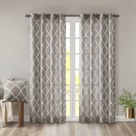 Fretwork Print Grommet Top Window Curtain Panel(Only 1 Pc Panel) - as Pic