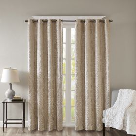 Knitted Jacquard Damask Total Blackout Grommet Top Curtain Panel(Only 1 Pc Panel) - as Pic