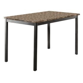 Black Finish 1pc Dining Table Faux Marble Top Metal Frame Casual Dining Furniture