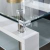 Clear Glass Top Side Table;  24"x24"x24" End Table;  Modern Design For Home - White