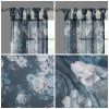 Printed Floral Twist Tab Top Voile Sheer Curtain - as Pic