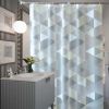 Grey Geometric Pattern PEVA Bathroom Shower Curtain Waterproof Shower Curtain Bathroom Decoration, 71x71inch - Default
