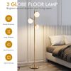 3-Globe Floor Lamp with Foot Switch and Bulb Bases - Golden
