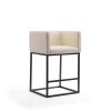 Manhattan Comfort Embassy 34 in. Cream and Black Metal Counter Height Bar Stool - Default Title