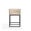 Manhattan Comfort Embassy 34 in. Cream and Black Metal Counter Height Bar Stool - Default Title