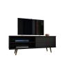 Manhattan Comfort Liberty 62.99" Mid-Century Modern TV Stand with 3 Shelves and 2 Doors in Black - Default Title