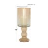 DecMode Gold Glass Handmade Turned Style Pillar Hurricane Lamp with Faux Mercury Glass Finish - DecMode