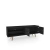 Manhattan Comfort Liberty 62.99" Mid-Century Modern TV Stand with 3 Shelves and 2 Doors in Black - Default Title