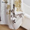 Muwago Silhouette Flower Shower Curtains Polyester Fabric Plants Brown Beige Leaves Waterproof Mildew Floral Bathroom Curtains - W72"*H78"