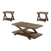 Transitional 3pc Table set Occasional Tables Living Room 1x Coffee Table And 2x End Tables Plank Style Top Antique Light Oak - as Pic