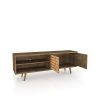 Manhattan Comfort Liberty 62.99" Mid-Century Modern TV Stand with 3 Shelves and 2 Doors in Rustic Brown and 3D Brown Prints - Default Title