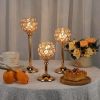 Gold/Silver Crystal Candle Holder Pillar Metal Tealight Candlestick Wedding Table Centerpiece Party Christmas Home Desktop Decor - Silver Small - CN
