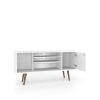 Manhattan Comfort Liberty 53.14" Mid-Century Modern TV Stand with 5 Shelves and 1 Door in White and 3D Brown Prints - Default Title