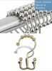 Double Shower Curtain Hooks Stainless Steel Rolling Shower Rings for Curtain Rod, Set of 12Pcs - Matte Nickel - 12 Pieces Hooks