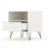 Manhattan Comfort Rockefeller 1.0 Mid-Century- Modern Nightstand with 1-Drawer in White - Default Title