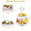 2 Tier Serving Tray Round Farmhouse Kitchen Table Tray Stand Food Fruits Cupcake Display Coffee Countertop Tray - White