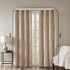 Knitted Jacquard Damask Total Blackout Grommet Top Curtain Panel Pair(2 Pcs Window Panels) - as Pic