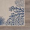 Home Decor Coastal Bordered Coral Reef Indoor/Outdoor Accent Rug - Navy|Beige - 7'6" X 9'5"