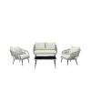 Manhattan Comfort Riviera Rope Wicker 4-Piece 4 Seater Patio Conversation Set with Cushions in Cream - Default Title