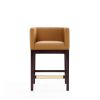 Manhattan Comfort Kingsley 34 in. Camel and Dark Walnut Beech Wood Counter Height Bar Stool - Default Title