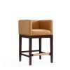 Manhattan Comfort Kingsley 34 in. Camel and Dark Walnut Beech Wood Counter Height Bar Stool - Default Title
