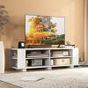 Wooden TV Stand with 8 Open Shelves for TVs up to 65 Inch Flat Screen - White