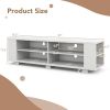 Wooden TV Stand with 8 Open Shelves for TVs up to 65 Inch Flat Screen - White