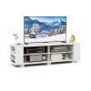 Wooden TV Stand with 8 Open Shelves for TVs up to 65 Inch Flat Screen - White