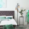 Retro Floor Lamp with 3-Head Hanging Amber Glass Shade - Black