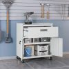 Manhattan Comfort Fortress Textured Metal 31.5" Garage Mobile Cabinet with 1 Full Extension Drawer and 2 Adjustable Shelves in White - Default Title