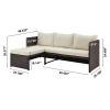 Manhattan Comfort Menton Steel Rattan 2-Piece Chair Lounge and 2 Seater with Coffee Table Patio Set in Cream - Default Title