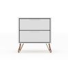 Manhattan Comfort Rockefeller 2.0 Mid-Century Modern 2-Drawer Nightstand in White - Default Title