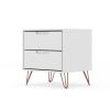 Manhattan Comfort Rockefeller 2.0 Mid-Century Modern 2-Drawer Nightstand in White - Default Title