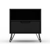 Manhattan Comfort Rockefeller 1.0 Mid-Century- Modern Nightstand with 1-Drawer in Black - Default Title