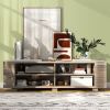 Wooden TV Stand with 8 Open Shelves for TVs up to 65 Inch Flat Screen - Light Gray