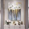 Foil golden flowers hand painted oil painting on canvas abstract large painting wall picture for home office decor - 100x150cm