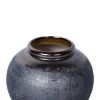 Vintage Smoke Ceramic Vase 8.7"D x 8.7"H - Artisanal Piece for Your Home - as Pic