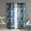 Printed Floral Rod Pocket and Back Tab Voile Sheer Curtain - as Pic