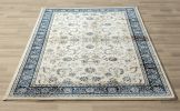 Stylish Classic Pattern Design Traditional Floral Filigree Bordered Area Rug - Beige|Ivory|Blue - 2' X 3'