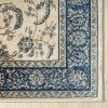 Stylish Classic Pattern Design Traditional Floral Filigree Bordered Area Rug - Beige|Ivory|Blue - 2' X 3'