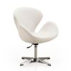 Manhattan Comfort Raspberry White and Polished Chrome Faux Leather Adjustable Swivel Chair - Default Title