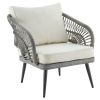 Manhattan Comfort Riviera Rope Wicker 4-Piece 4 Seater Patio Conversation Set with Cushions in Cream - Default Title