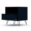Manhattan Comfort Rockefeller 1.0 Mid-Century Modern 1-Drawer Nightstand in Midnight Blue - Default Title