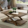 Transitional 3pc Table set Occasional Tables Living Room 1x Coffee Table And 2x End Tables Plank Style Top Antique Light Oak - as Pic