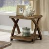 Transitional 3pc Table set Occasional Tables Living Room 1x Coffee Table And 2x End Tables Plank Style Top Antique Light Oak - as Pic