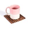 WILLART Wooden Handcrafted Tea Coffee Beer Cup Glass Coaster - Set of 2 (13 cm x 13 cm 0r 5 Inch x 5 Inch) - Brown