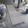 NAAR Guros Collection 2X8 Gray/White /Medallion Indoor/Outdoor Area Rug - as Pic