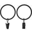 10 Pack Curtain Rings with Clips, Curtain Clip Rings Hooks, Drape Sliding Eyelet Rings - Black - 45mm