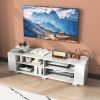Wooden TV Stand with 8 Open Shelves for TVs up to 65 Inch Flat Screen - White